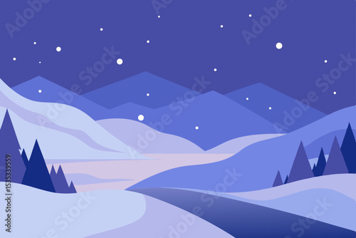 winter landscape with mountains