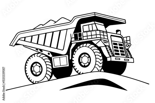Construction Dump Truck Simple Line Illustration