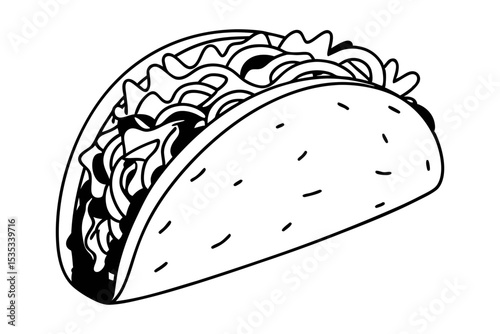 Hand Drawn Taco Illustration on White