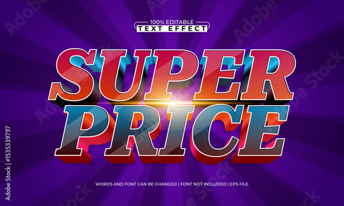 super price editable text effect with a discount and promo text style