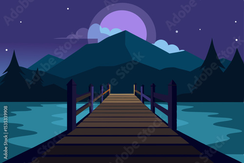 night landscape with moon