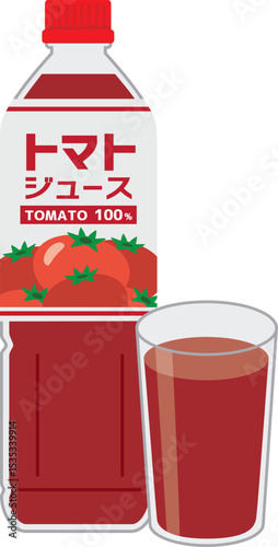 ソフトドリンク_トマトジュース（ペットボトルとグラス）