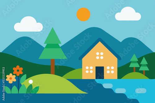 summer landscape with trees