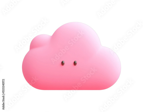 Cute pink cloud illustration with simple eyes