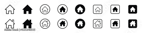 Web home icon for apps and websites, House icon, Home sign in circle or Main page icon set , Flat real estate sign, vector illustration . 