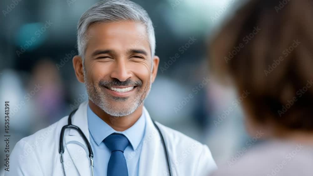 Doctor consulting with a patient in a bright hospital room Doctor consulting with a patient in a bright hospital room