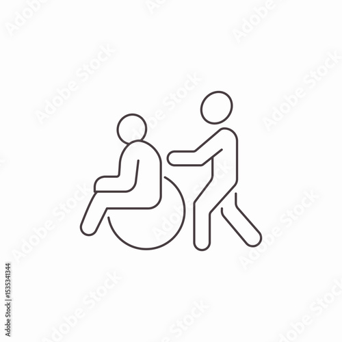 person pushing wheelchair icon sign vector