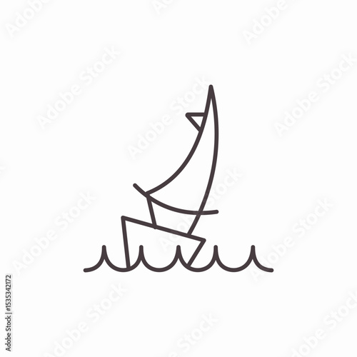 sailboat on waves icon sign vector