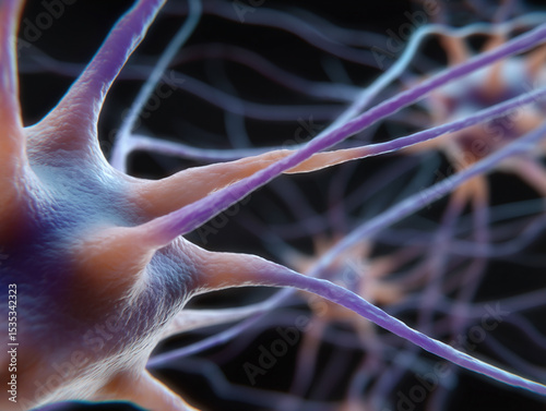 Human brain medical symbol_close-up of neuron.