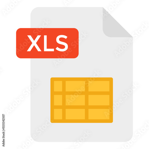 XLS File Icon Vector Illustration Sheet Document Spreadsheet Data Format Graphic Symbol Application