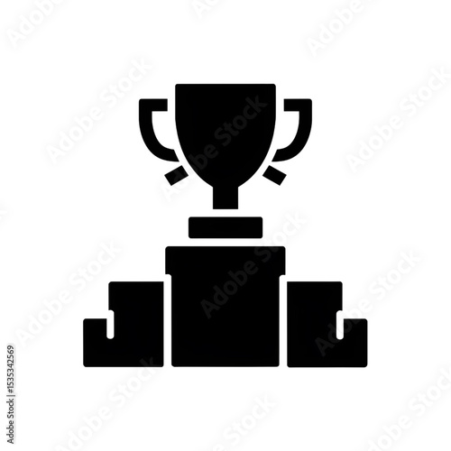 Trophy Podium Icon – Winner Cup Silhouette Vector for Success and Ranking