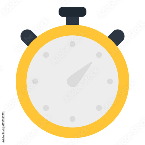 Yellow Stopwatch Flat Vector Illustration Timing Countdown Measurement Interval Duration Speed Deadline