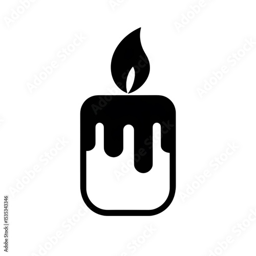 Minimalist Candle Silhouette Icon with Flame and Wax Drips Vector Clipart
