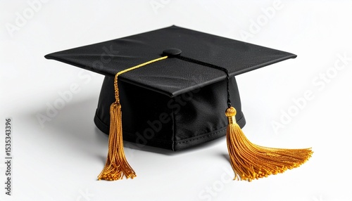 black graduation cap on white background