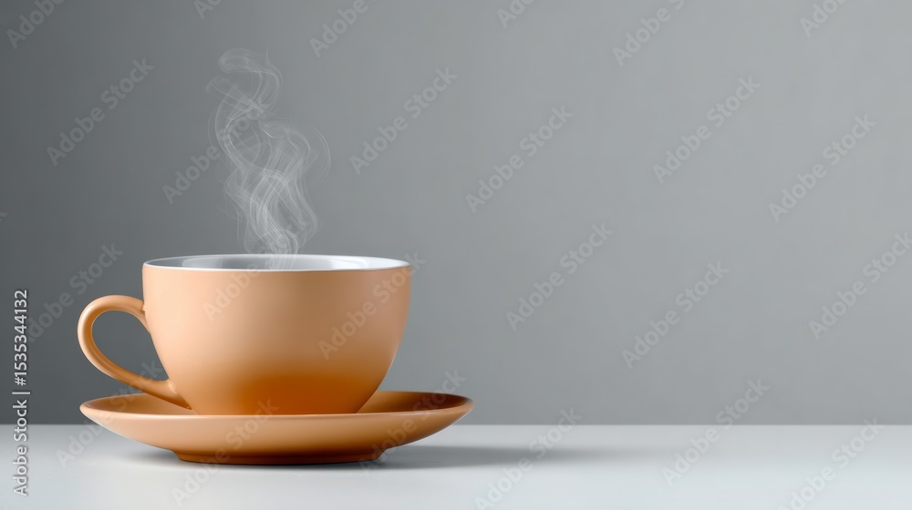 Obraz premium Cup of coffee is sitting on a saucer on a table