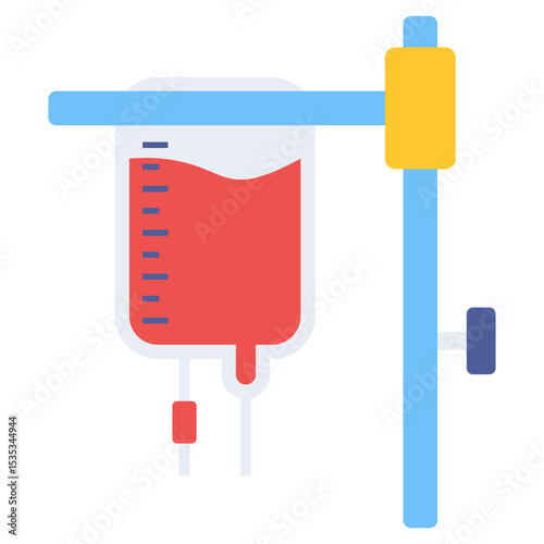 Intravenous Drip Illustration Medical Healthcare Treatment Liquid Blood Transfusion Bag on Stand in Hospital Setting