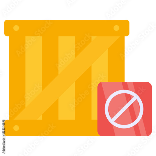 Rejected Cargo Wooden Crate Icon Delivery Prohibition Unapproved Shipping Restriction Symbol Square Graphic Flat Illustration Isolated