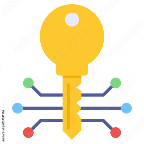Digital Key Security Access Encryption Technology Illustration Vector Icon