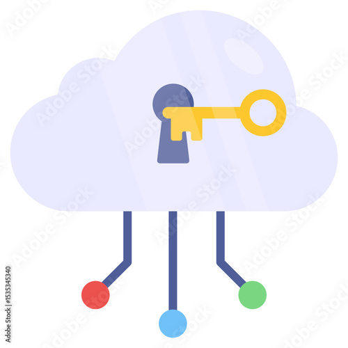 Cloud Security Key Access Illustration Showing Data Protection Encryption and Secure Network Connection for Digital Privacy