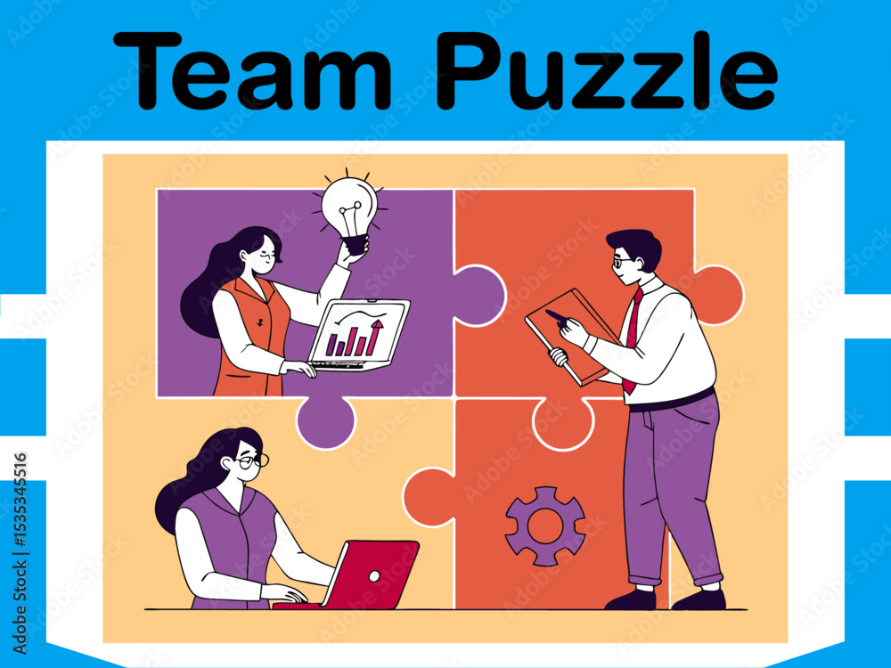 Naklejka premium Business Team Puzzle Collaboration Animated Concept