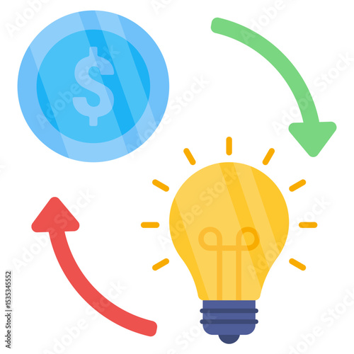 Investment Cycle Idea to Currency Flow Diagram Illustrating Financial Return Strategy and Innovation