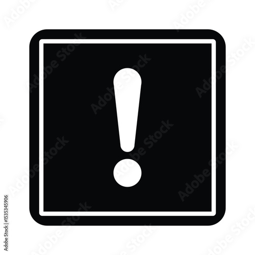 Square Warning Icon Vector, Exclamation Mark Inside Box.