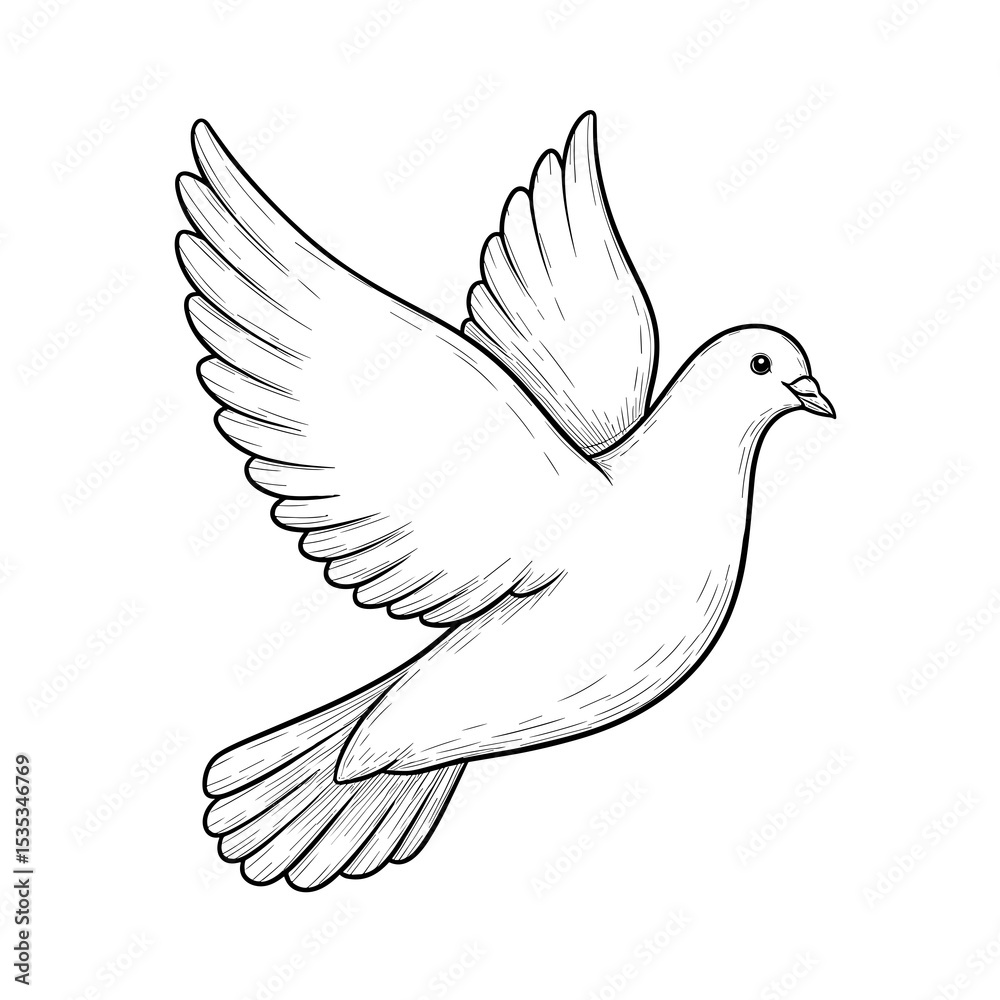 Obraz premium White dove soaring gracefully with outstretched wings