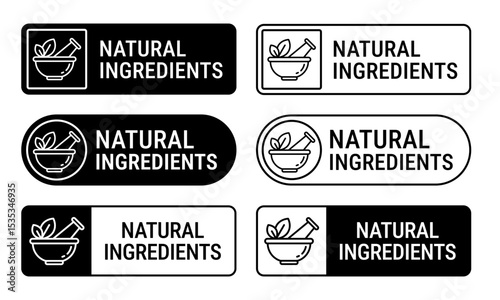 Natural ingredients label icon set.  100% Natural and organic Product Icon Circle Sign food labels. Healthy Food Emblem. Organic food Badge. Eco friendly icons. Ecologic food stamps. Vector