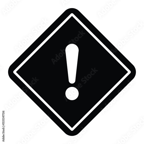 Diamond Warning Icon Vector, Exclamation Symbol in Rhombus Shape.