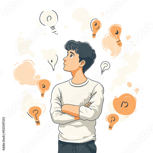 Choosing for an answer, vector style simple color