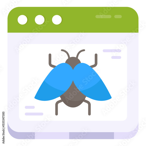 Software Bug Illustration Showing Insect on Website Symbolizing Debugging and Troubleshooting for Technology Issues