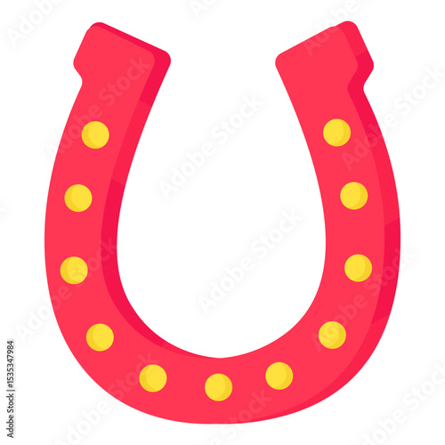 Lucky Red Horseshoe Graphic Icon Symbolizing Good Fortune and Optimism
