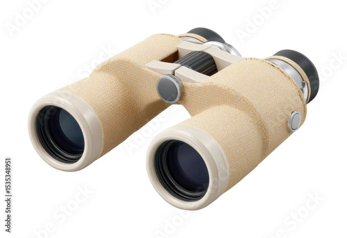 Beige vintage binoculars with textured design for outdoor adventure