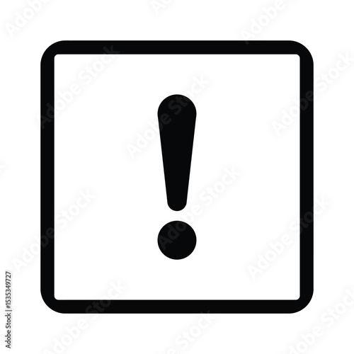 Exclamation Alert Square Symbol, Warning Sign in a Box.