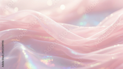 Soft pink sheer fabric drapes elegantly