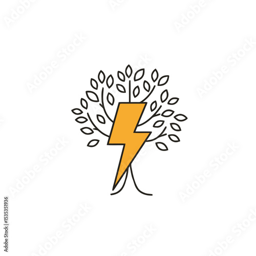 Tree with lightning bolt symbolizing energy and growth  