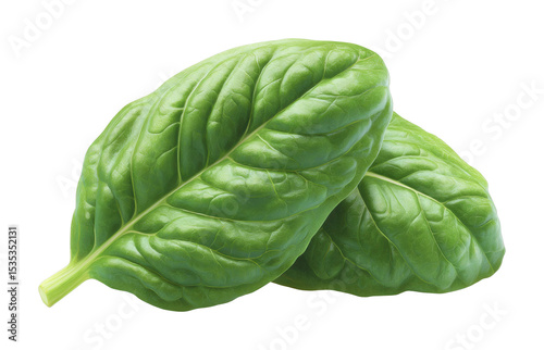 Fresh vibrant spinach leaves isolated on white