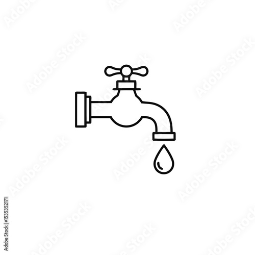 Classic water faucet with a drop of water dripping down  
