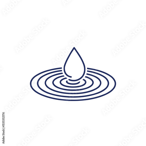 Water droplet creating ripples in flat design style  