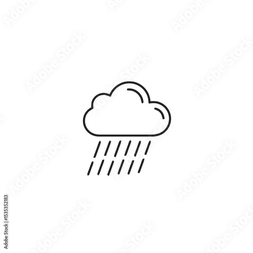 Simple line art of a rain cloud with falling rain  