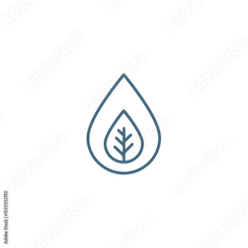 Leaf inside water drop icon in minimalist design  