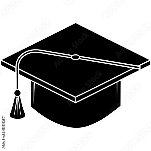 Graduation Cap Vector | Generative AI and Linocut Silhouette Design for Education & Celebration