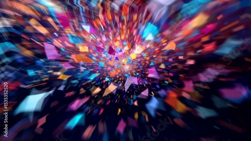 Colorful Flying Fragments Abstract Background - Motion Loop