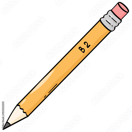 Hand drawn pencil school supplies doodle, stationery cartoon element for school stickers, prints, cards, posters, banners decor