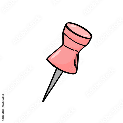 Hand drawn push pin school supply, stationery svg doodle, cartoon element for school stickers, prints, cards, posters, banners decor