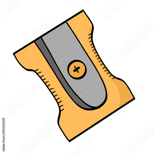 Hand drawn pencil sharpener school supply, stationery svg doodle, cartoon element for school stickers, prints, cards, posters, banners decor