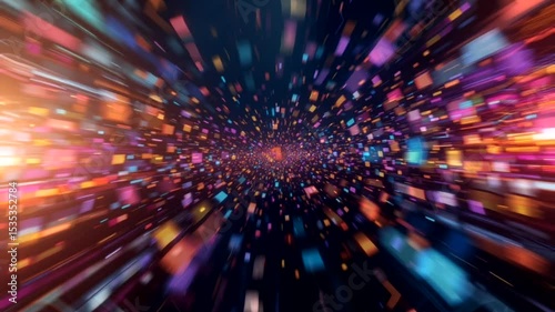 Colorful Flying Fragments Abstract Background - Motion Loop