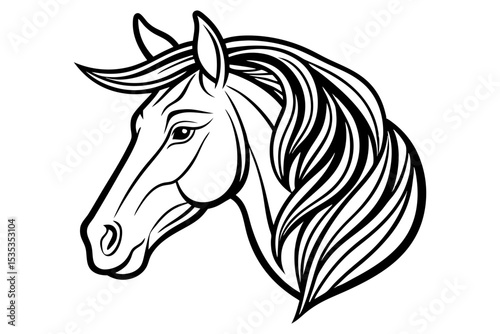 Horse Head Vector in Line Drawing Style