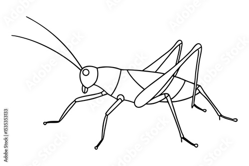 Clean Line Grasshopper Bug Silhouette Vector