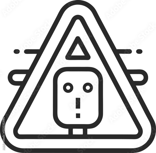 AI Warning Outline: Risk Icon

